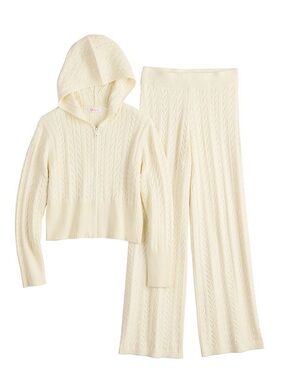 Mini Society Girls Cable Knit Hoodie & Pants 2-pc. Set